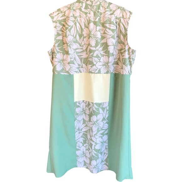 Patchwork Boho Duster, Plus Size XL: Upcycled Tropical Print Layering Jacket - Picture 3 of 11